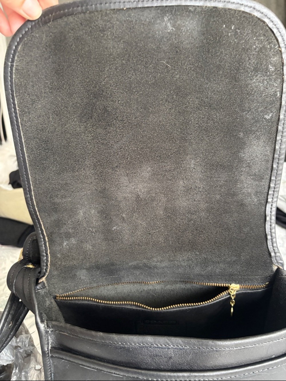 VTG Coach Black Leather Satchel with Gold-Tone Hardware - Picture 11 of 12